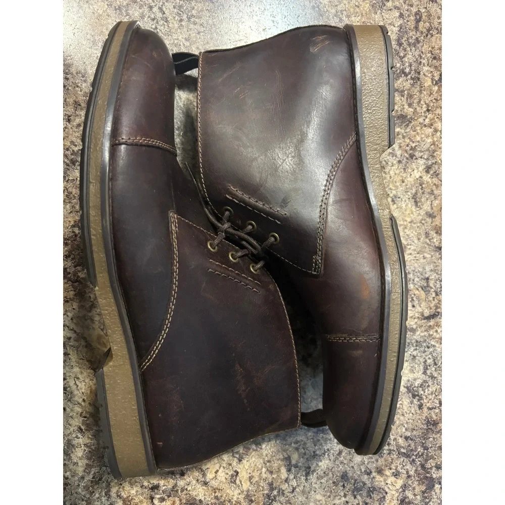 Clarks Hinman Mid Mahogany Leather Cap Toe Chukka Boots Mens 12 M Brown Lace Up